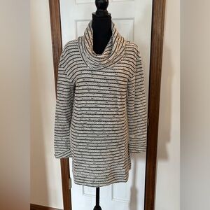 Merona Black and White Striped Cowl Neck Sweater